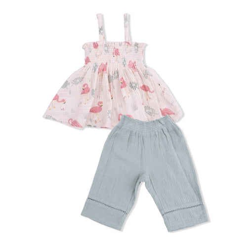 Flamingos Smocked Top & Smocked Waist Pants