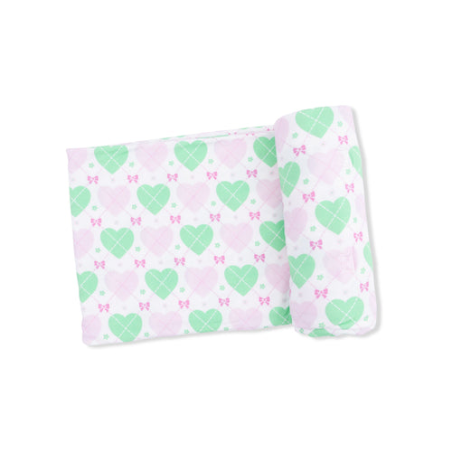 Heart Argyle Swaddle Blanket