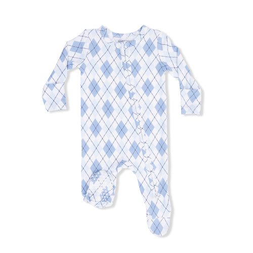 Blue Argyle 2-Way Zipper Footie