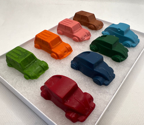 Beeswax Large Vintage Car Crayons Box of 8