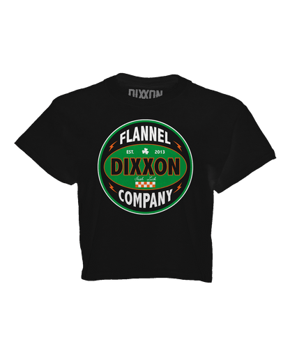 Women's Green Keystone Crop Top - Black